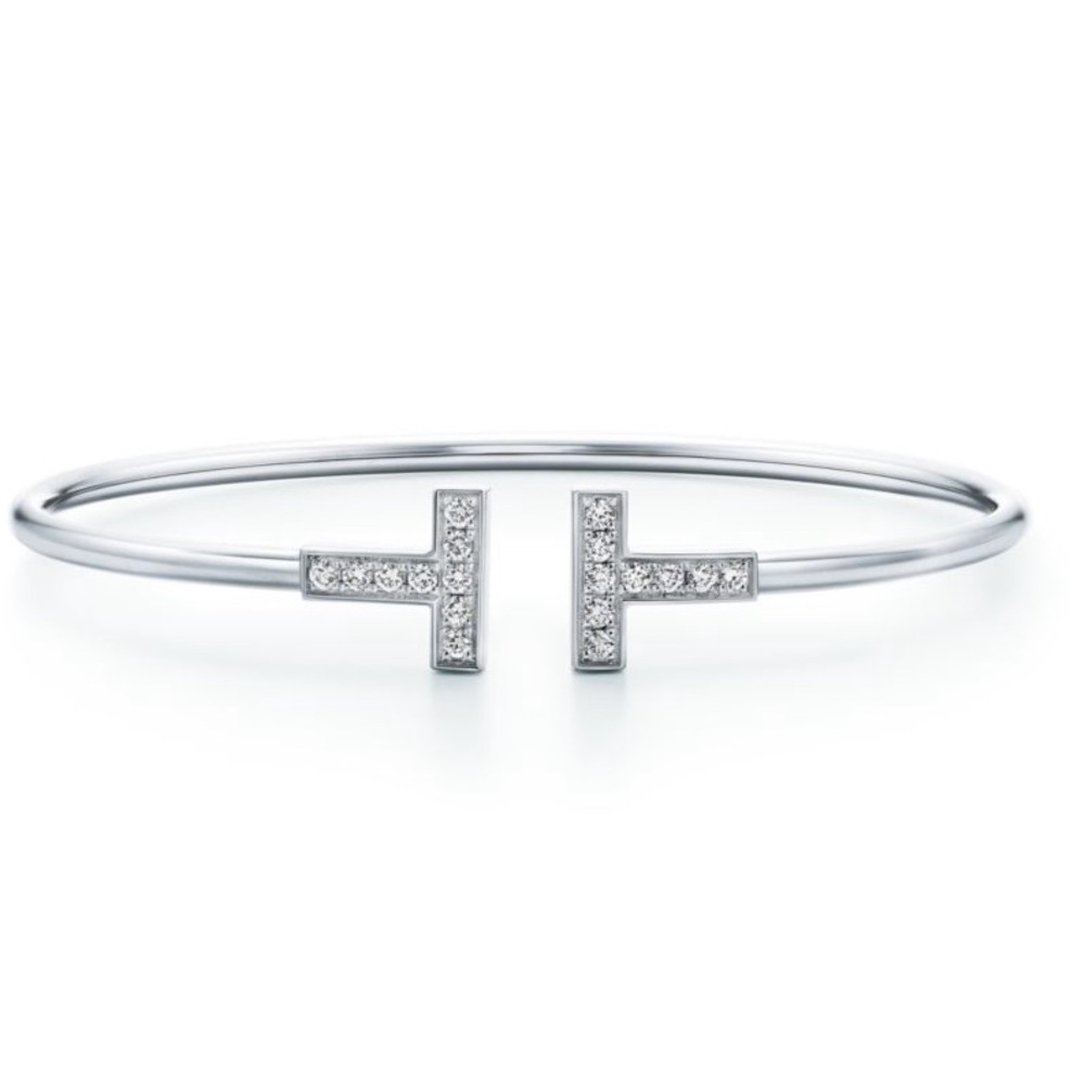 ‼️SOLD ‼️Tiffany & Co. Tiffany T Diamond Wire Bracelet in 18K White Gold